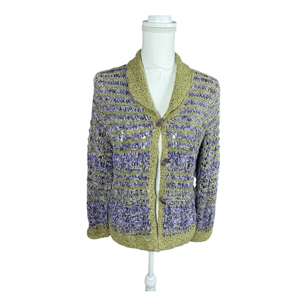Sigrid Olsen Sage and Purple Knit Sweater - Picture 1 of 8